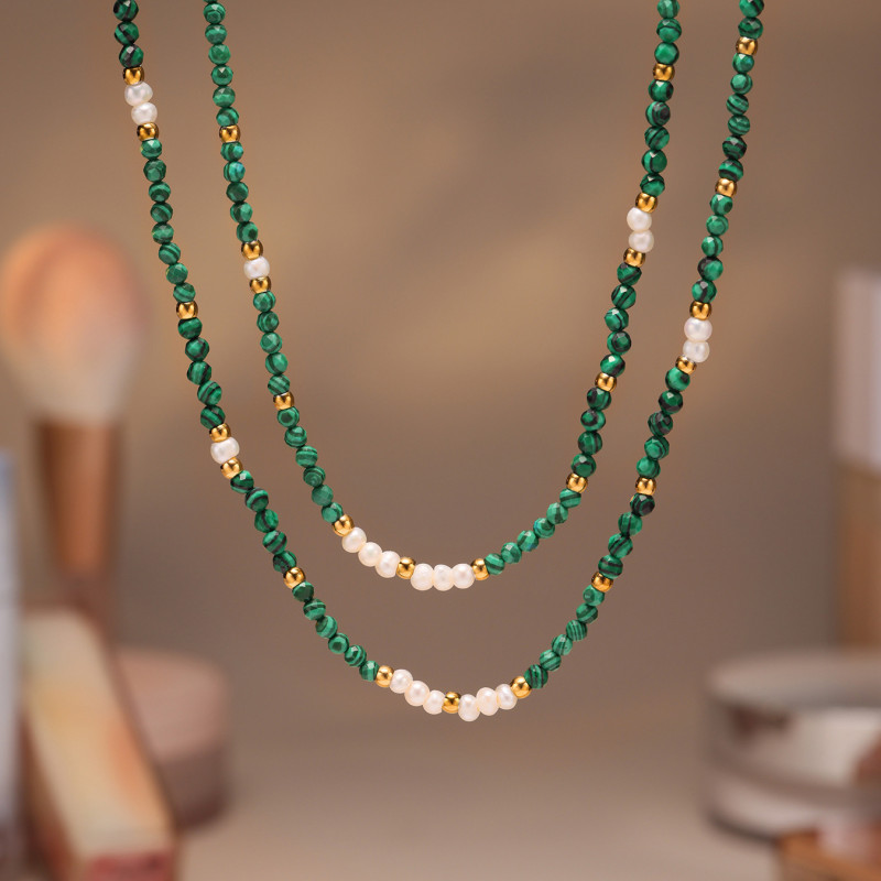 Wholesale Handmade Malachite Pearl Necklace
