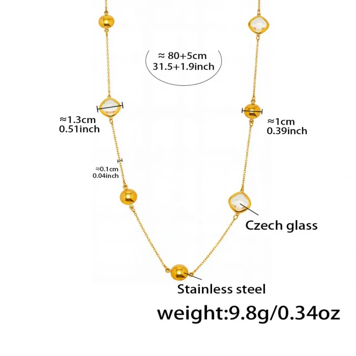 Wholesale Stainless Steel Czech Glass Long Necklace