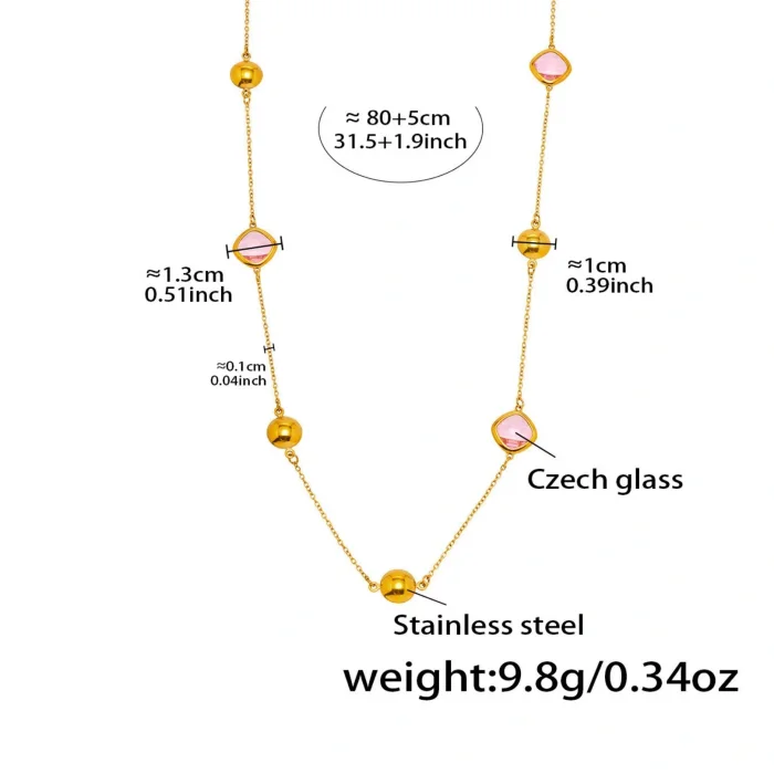 Wholesale Stainless Steel Czech Glass Long Necklace