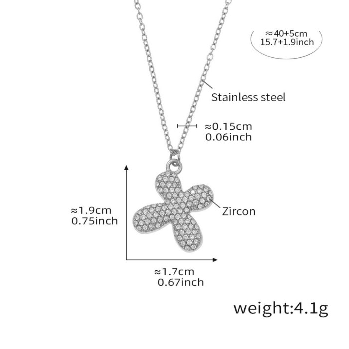 Wholesale Stainless Steel 5A CZ Initial Necklace