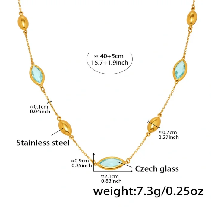 Wholesale Stainless Steel Glass Stone Necklace