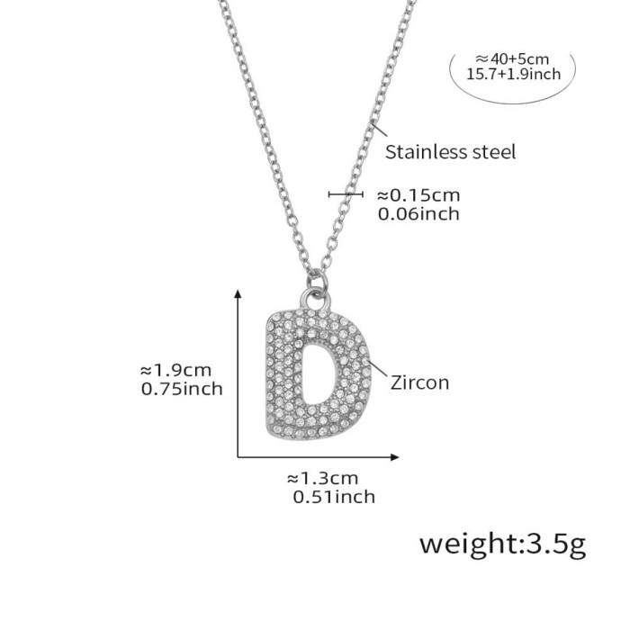 Wholesale Stainless Steel 5A CZ Initial Necklace