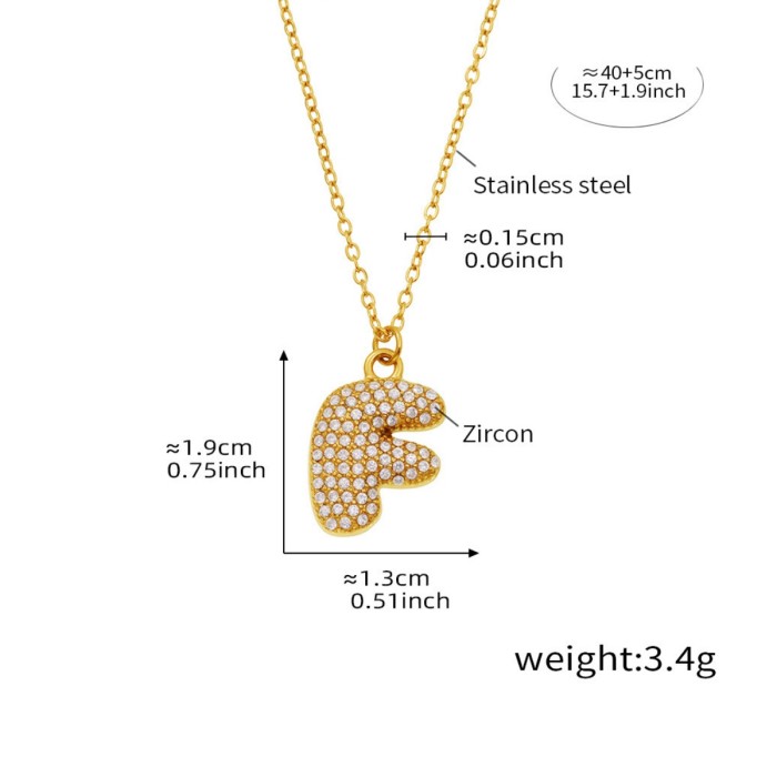 Wholesale Stainless Steel 5A CZ Initial Necklace