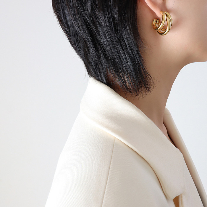 Wholesale Stainless Steel Triple C Earrings