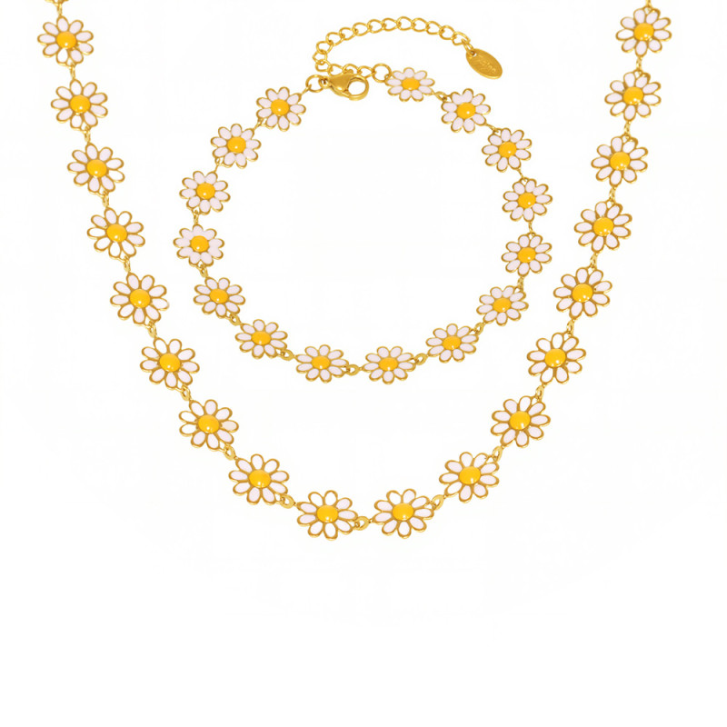 Wholesale Stainless Steel Daisy Flower Jewelry Set