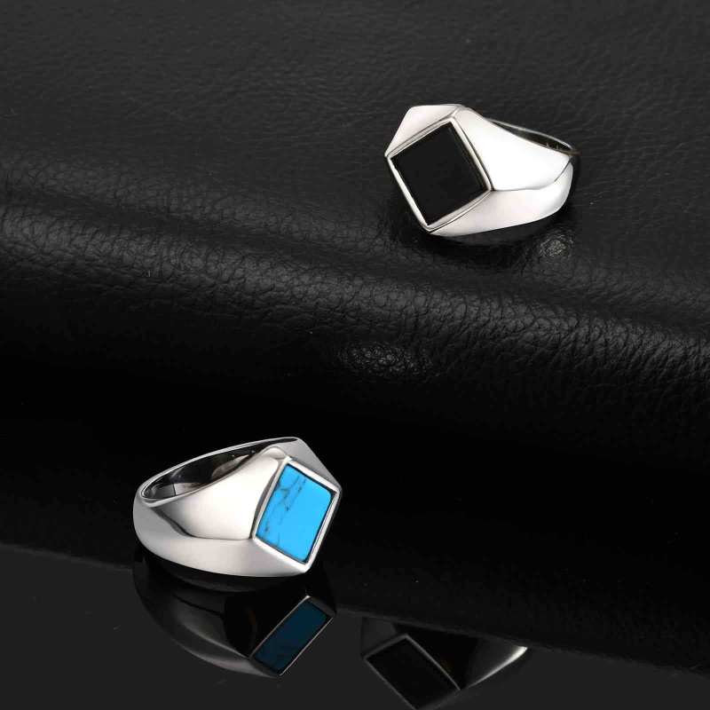 Wholesale Stainless Steel Square Stone Rings