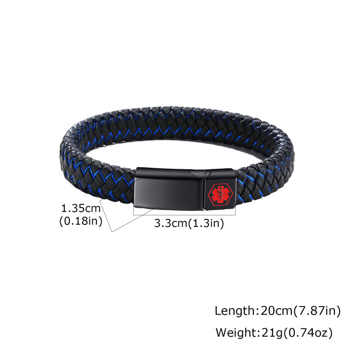 Wholesale Stainless Steel Medical Leather Bracelets