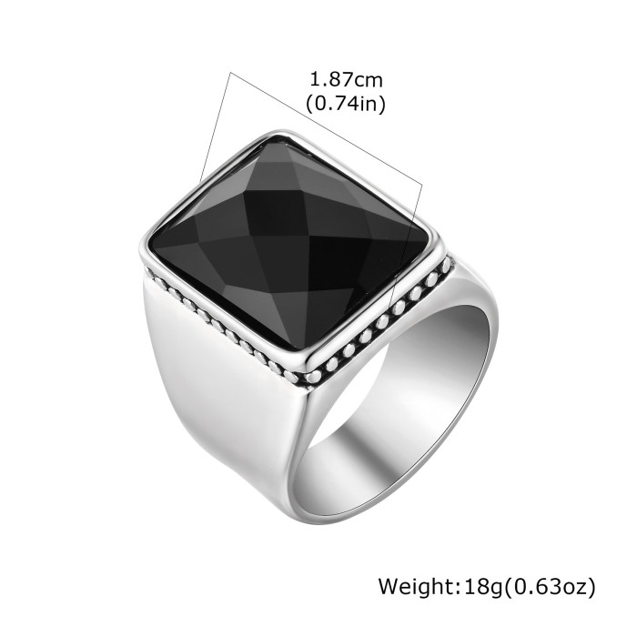 Wholesale Stainless Steel Glass Men's Ring