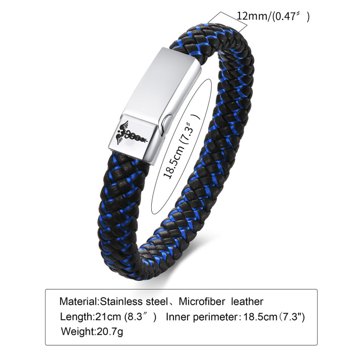 Wholesale Stainless Steel Medical Leather Bracelets