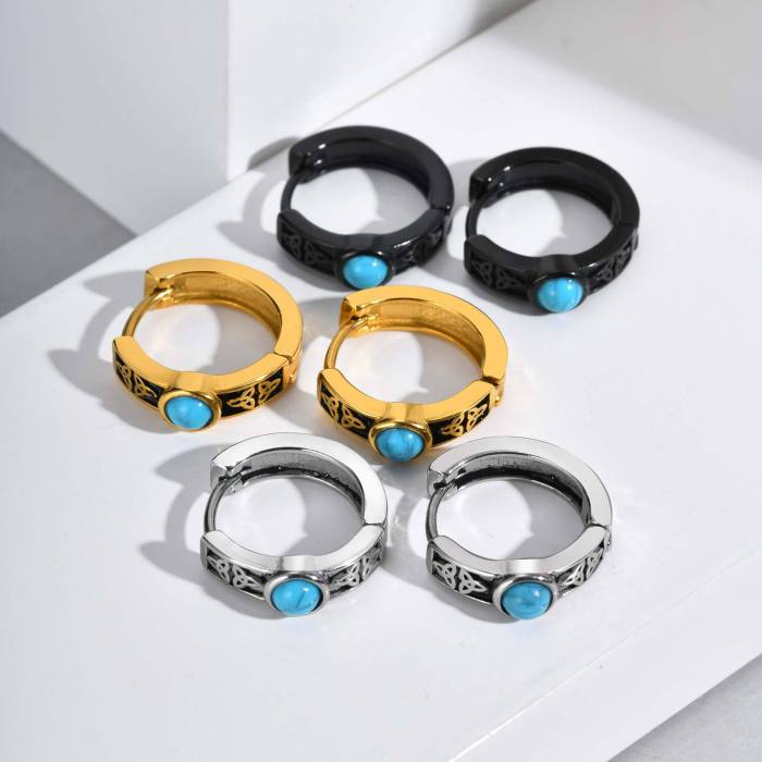 Wholesale Stainless Steel Celtic Turquoise Earrings