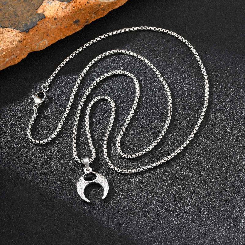 Wholesale Stainless Steel Turquoise Moon Pendant