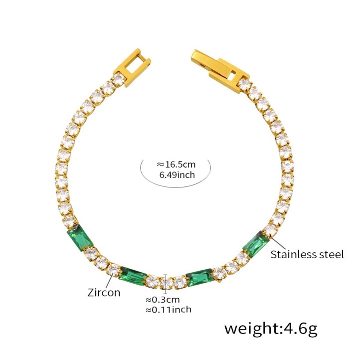 Wholesale Steel Square Multicolor CZ Bracelet