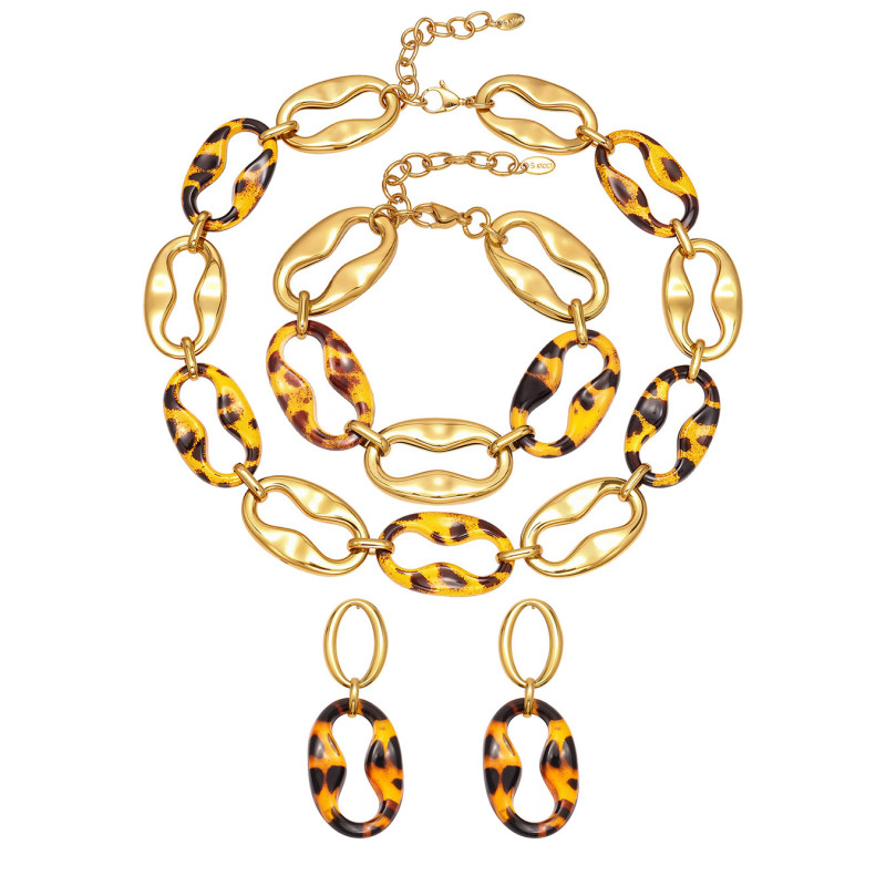 Wholesale Stainless Steel Resin Bean Jewelry Set