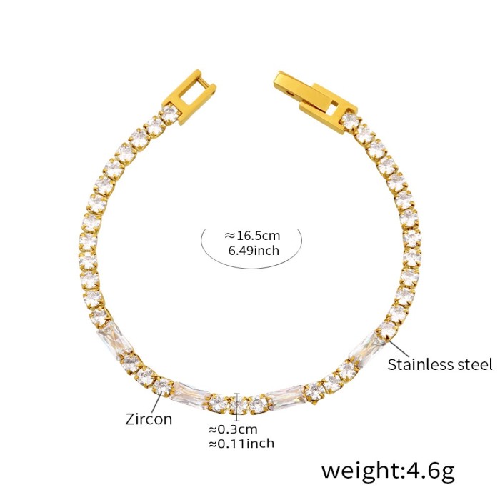 Wholesale Steel Square Multicolor CZ Bracelet