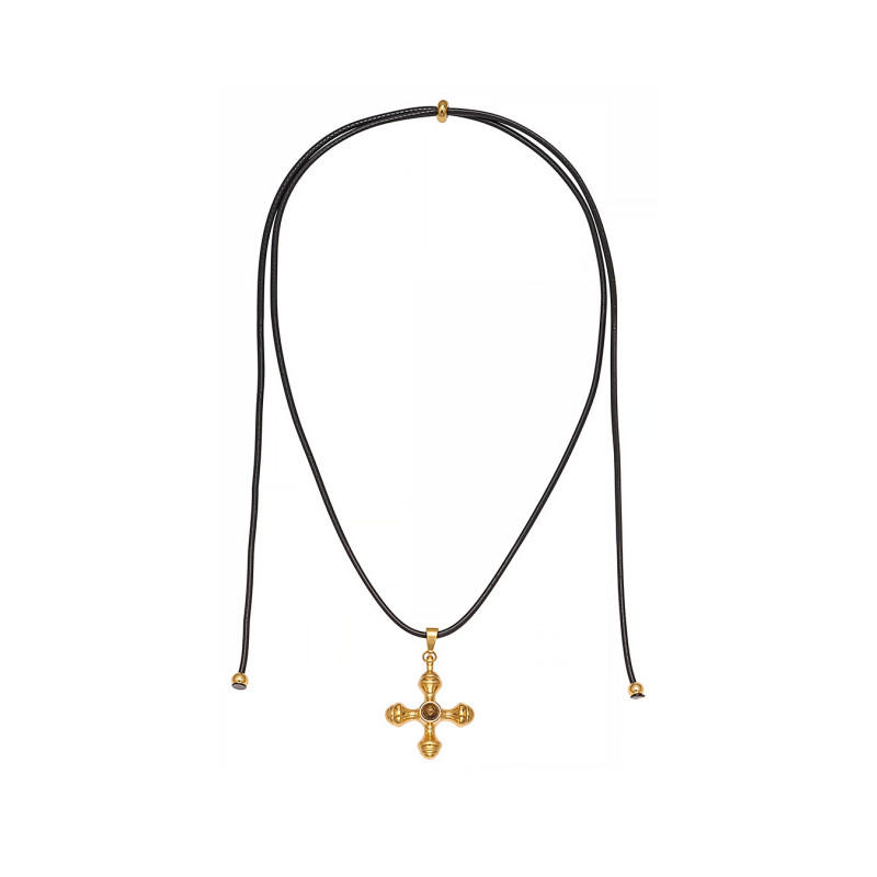 Wholesale Tiger Eye Steel Cross Sweater Necklace