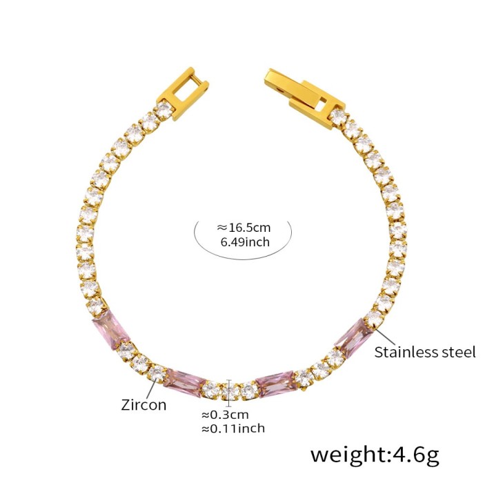 Wholesale Steel Square Multicolor CZ Bracelet
