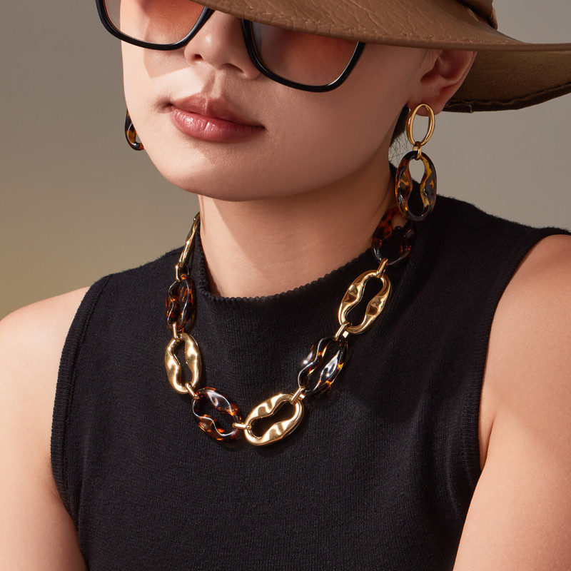 Wholesale Stainless Steel Resin Bean Jewelry Set