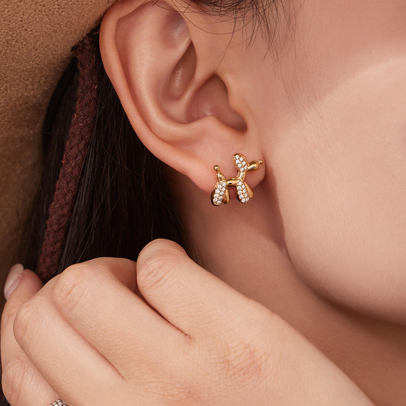 Wholesale Stainless Steel Cute Balloon Dog Jewelry Set