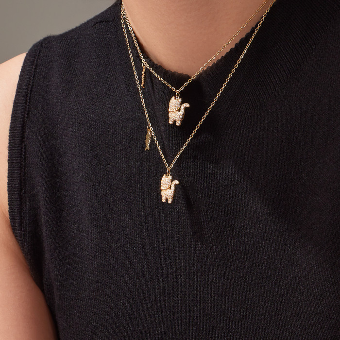 Wholesale Stainless Steel Kitten Fishbone Necklace Bracelet