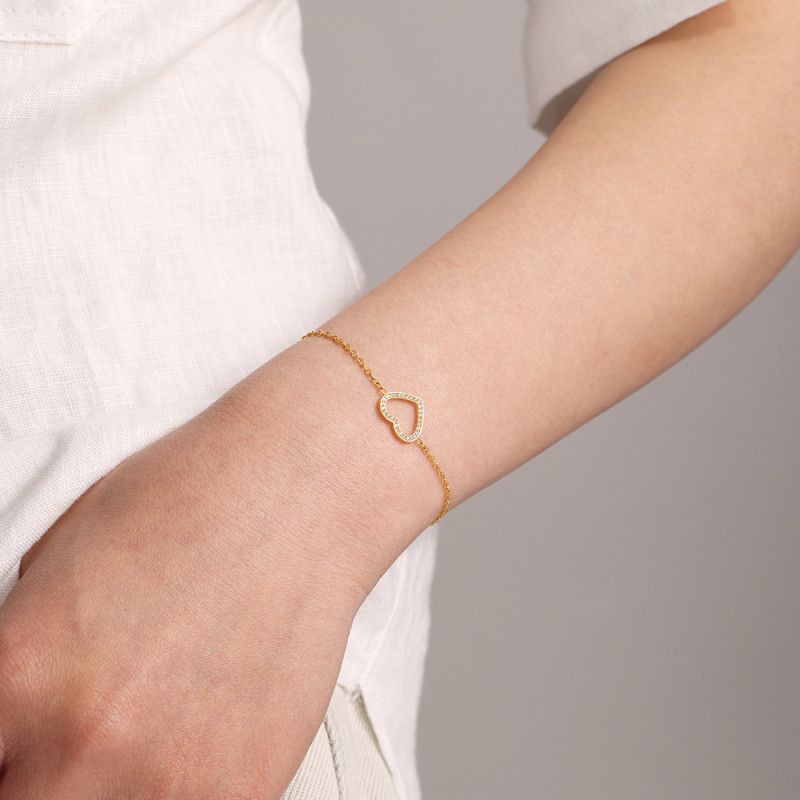 Wholesale Stainless Steel CZ Pave Heart Necklace Bracelet