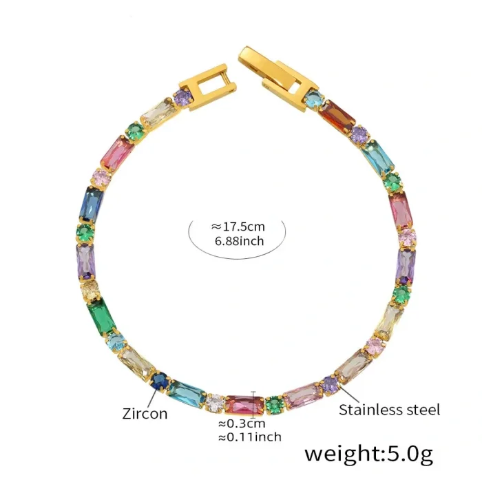 Wholesale Stainless Steel Colorful CZ Tennis Bracelet