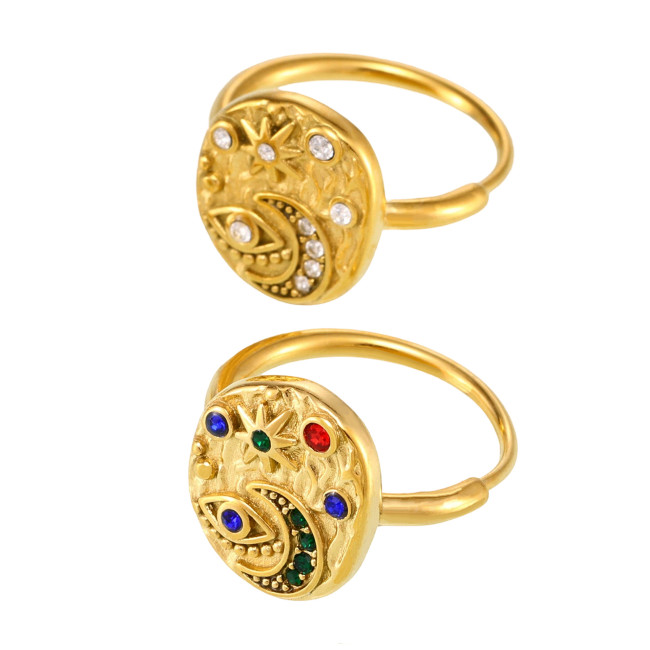 Wholesale Stainless Steel Evil Eye Moon Rings