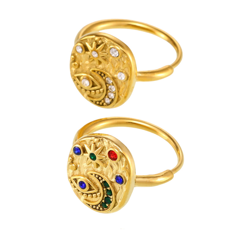 Wholesale Stainless Steel Evil Eye Moon Rings