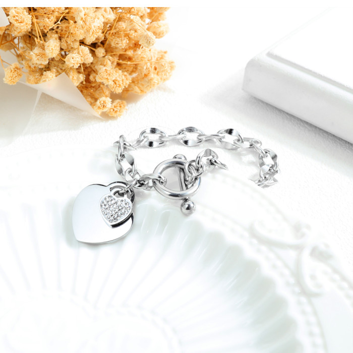 Wholesale Stainless Steel Women's Heart Bracelet