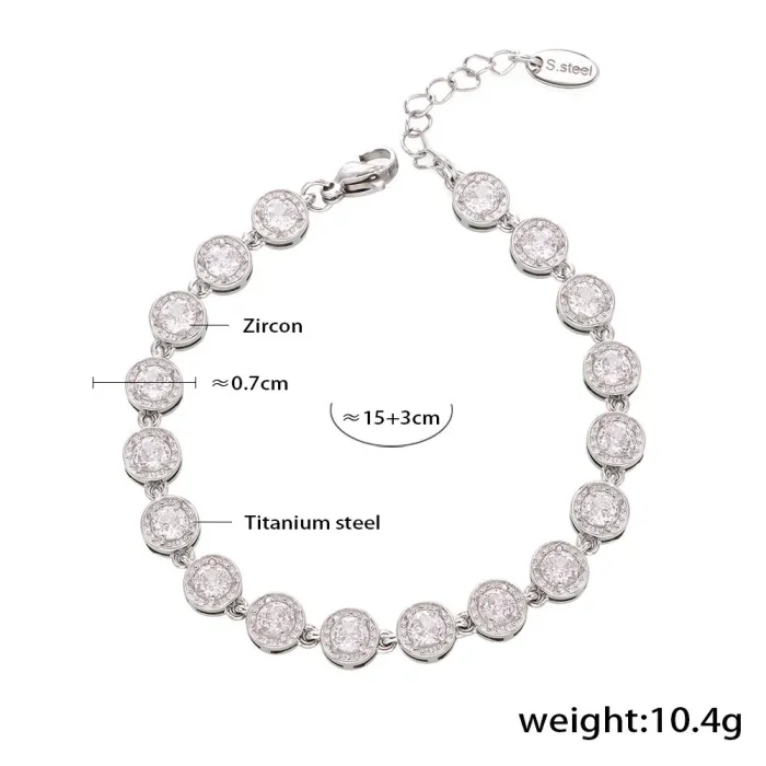 Wholesale Stainless Steel CZ Tennis Necklace and Bracelet Set