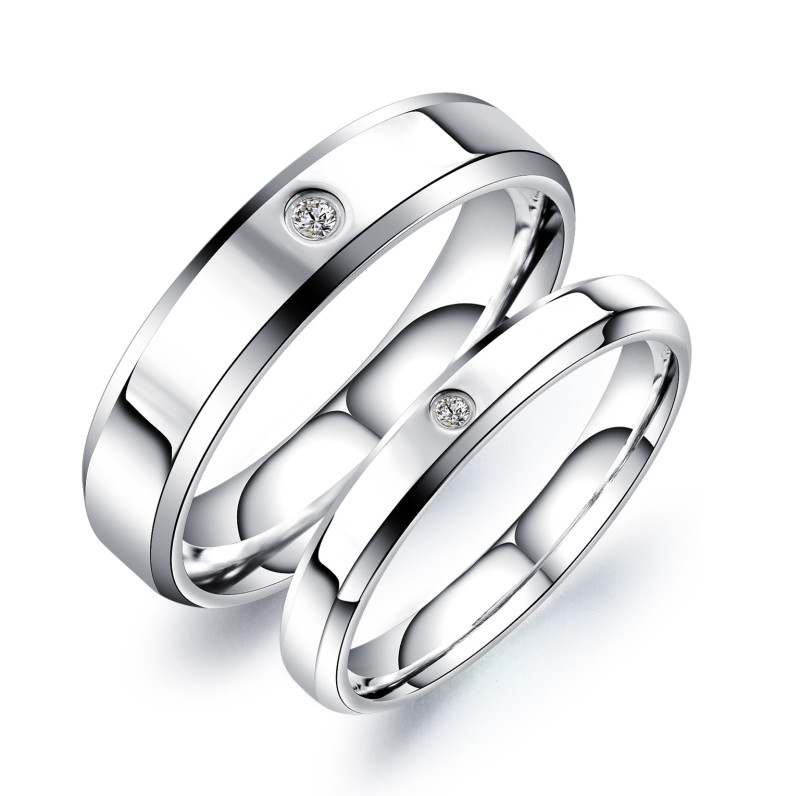 Wholesale Stainless Steel Wedding Ring and Engagement Ring Set