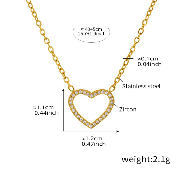 Wholesale Stainless Steel CZ Pave Heart Necklace Bracelet