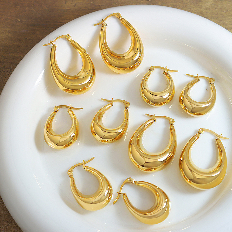 Wholesale Stainless Steel Gold Chunky Hoop Earrings