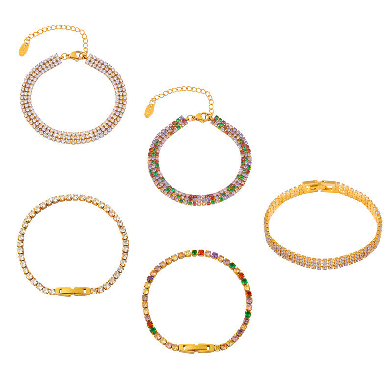 Wholesale Stainless Steel Gold Plated CZ Tennis Bracelet