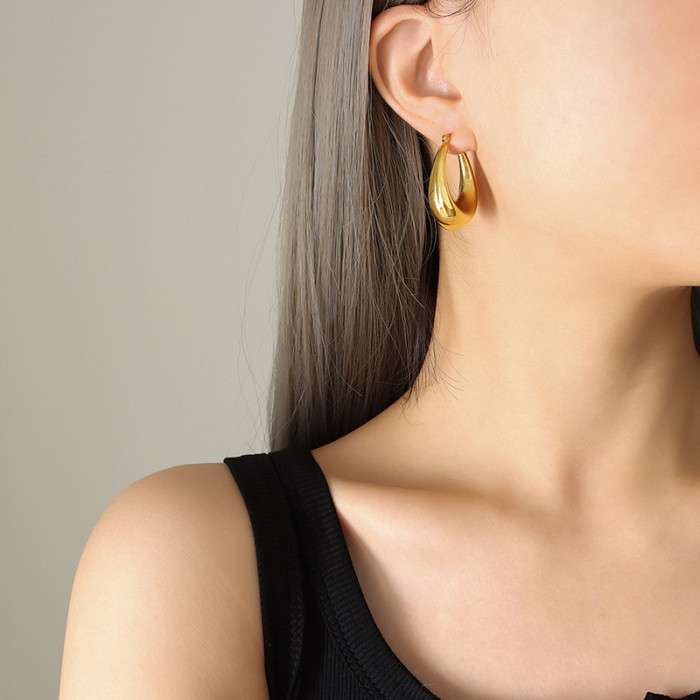 Wholesale Stainless Steel Gold Chunky Hoop Earrings