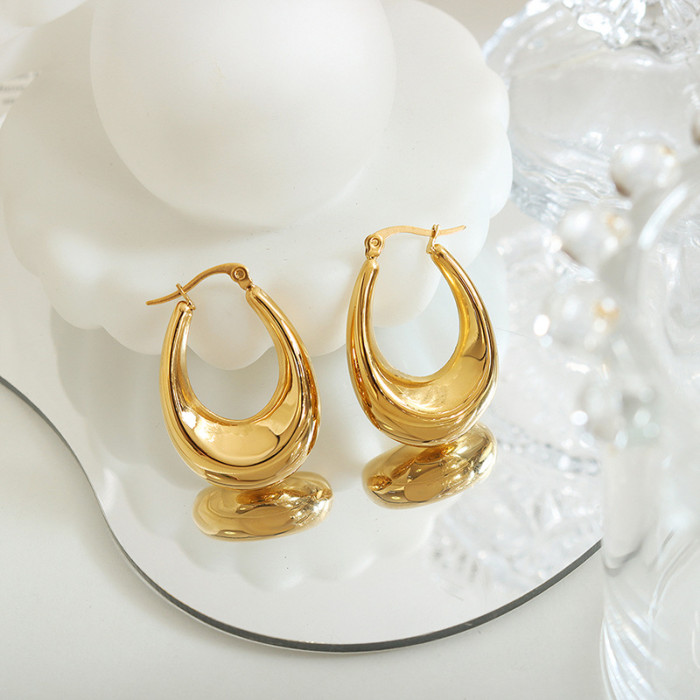 Wholesale Stainless Steel Gold Chunky Hoop Earrings