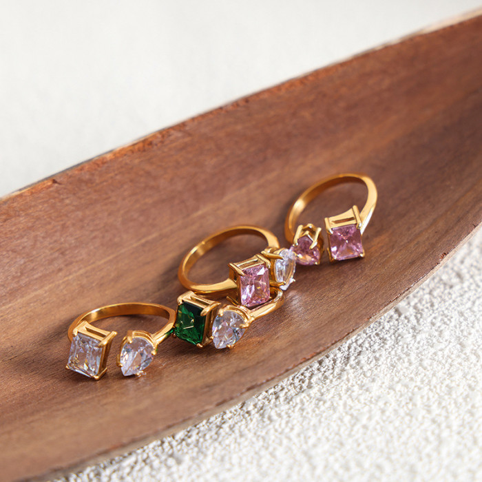 Wholesale Dual-Stone Stainless Steel Rings
