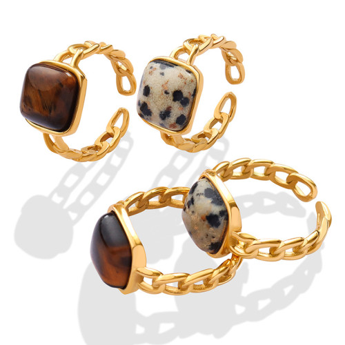 Wholesale Stainless Steel Chain Ring with Square Gemstone