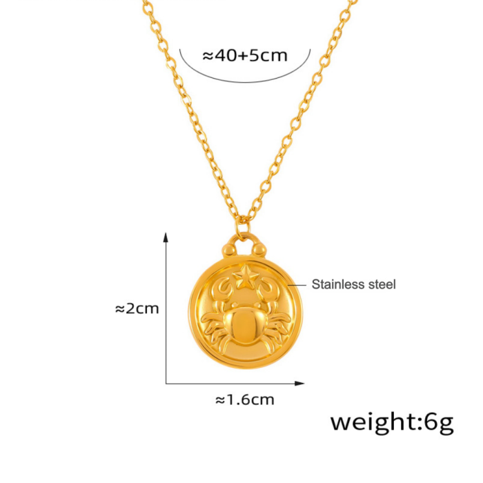 Wholesale Stainless Steel 12 Zodiac Sign Necklace Set