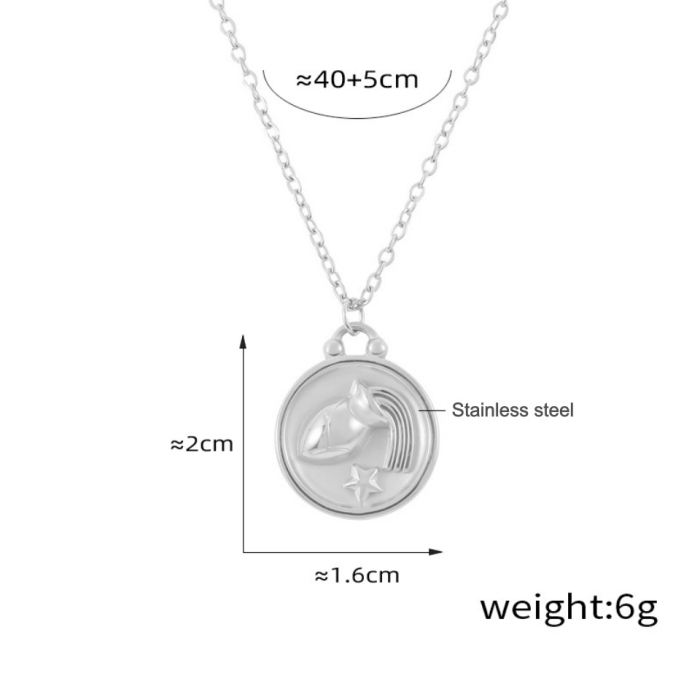 Wholesale Stainless Steel 12 Zodiac Sign Necklace Set