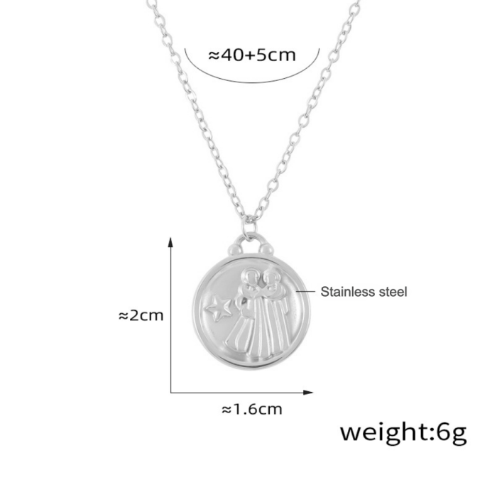Wholesale Stainless Steel 12 Zodiac Sign Necklace Set