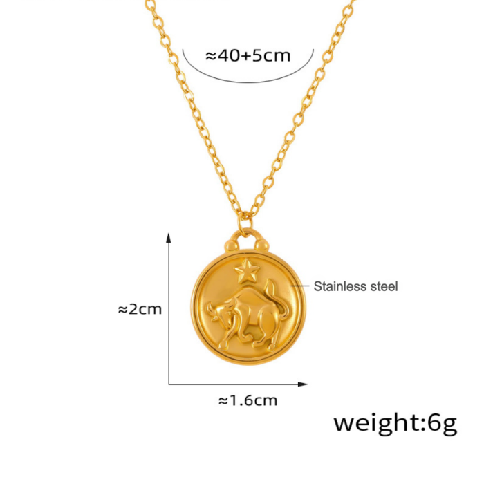 Wholesale Stainless Steel 12 Zodiac Sign Necklace Set