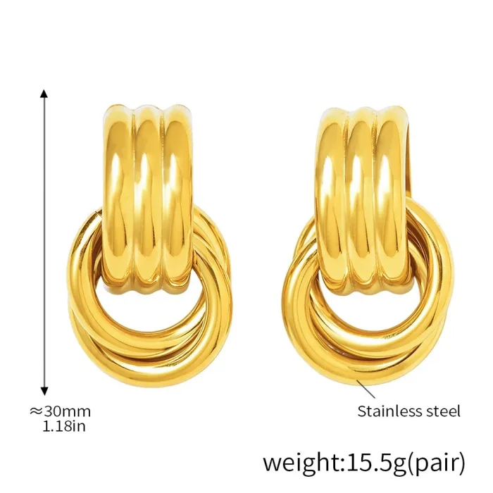Bulk Gold Plated Stainless Steel Chunky Hoop Earrings