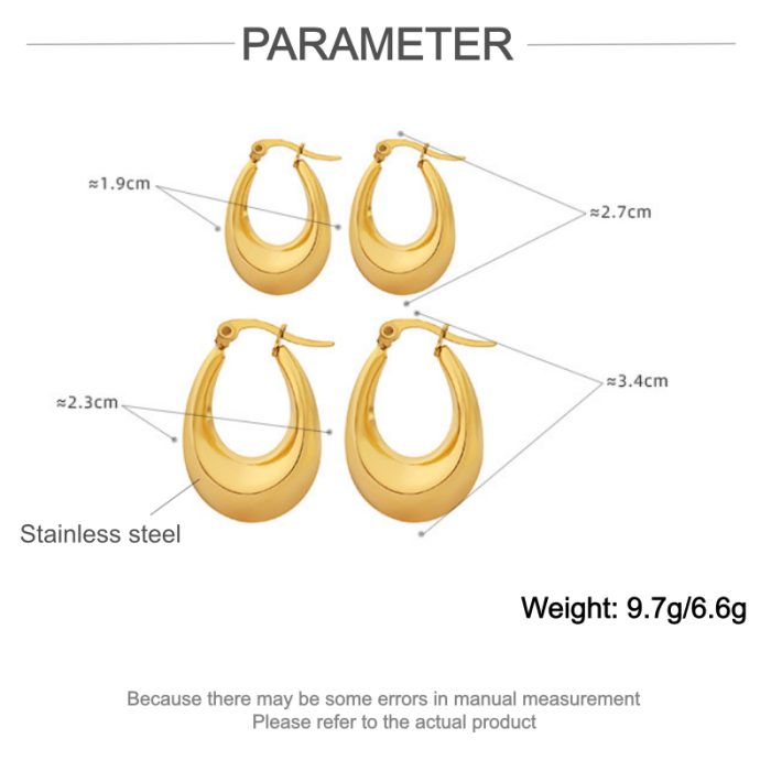 Wholesale Stainless Steel Gold Chunky Hoop Earrings