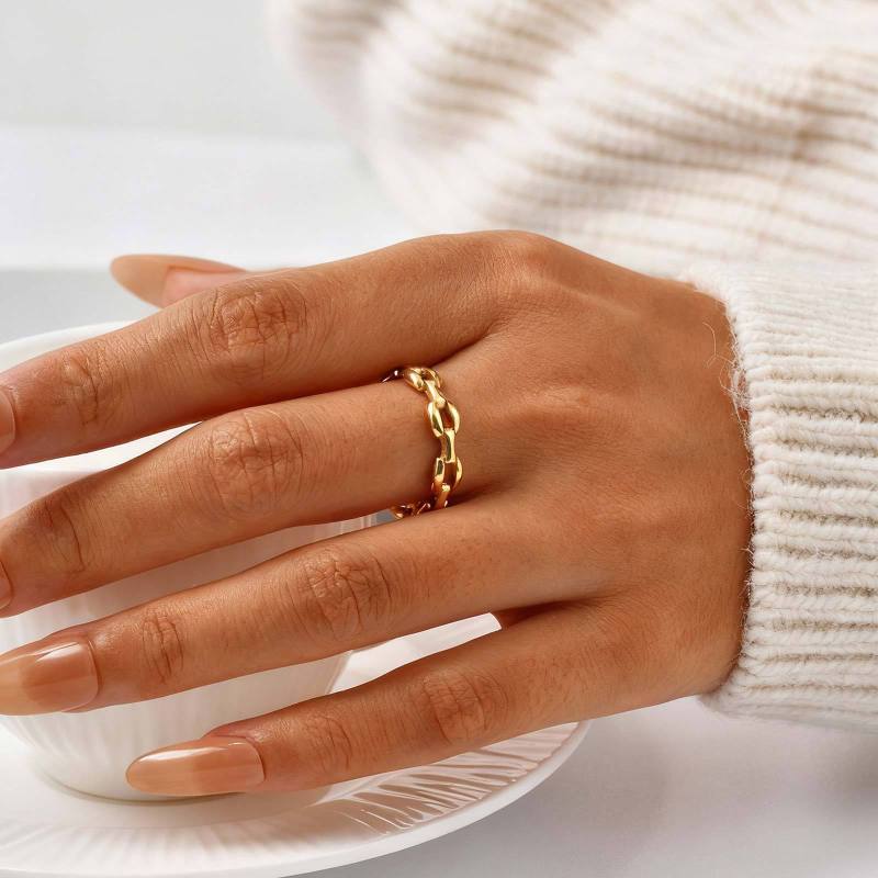 Wholesale Stainless Steel Minimal Gold Chain Link Ring