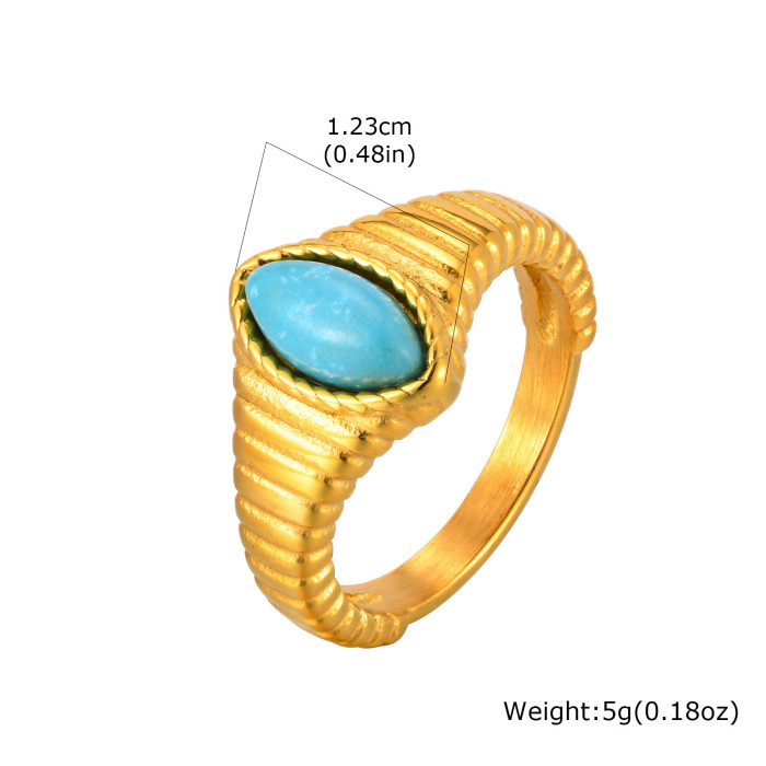 Wholesale Stainless Steel Turquoise Stone Statement Ring