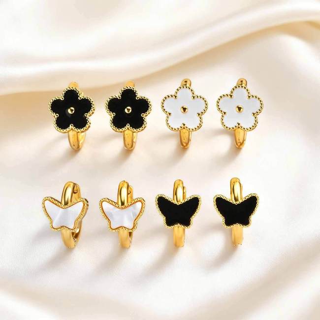 Wholesale Gold Hoop Earrings with Flower & Butterfly