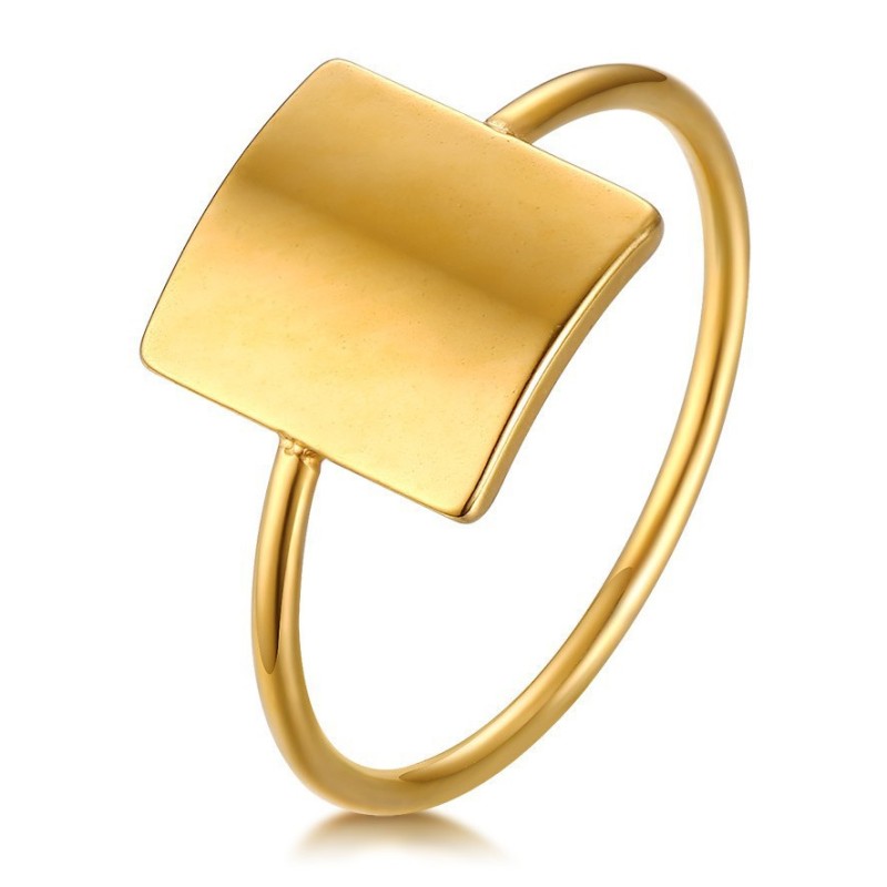 Wholesale Stainless Steel Minimalist Gold Square Statement Ring