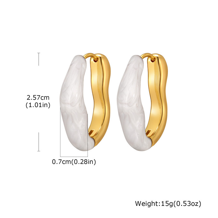 Wholesale Stainless Steel Modern Gold Enamel Hoop Earrings