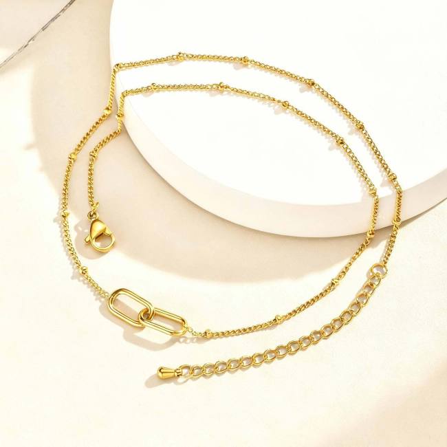 Wholesale Stainless Steel Minimalist Gold Paperclip Chain Necklace