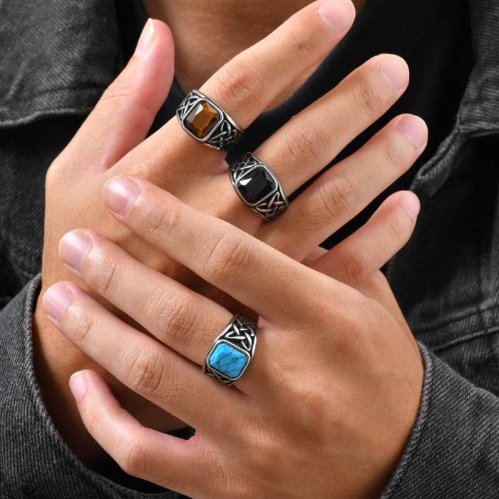 Wholesale Men’s Stainless Steel Celtic Stone Ring